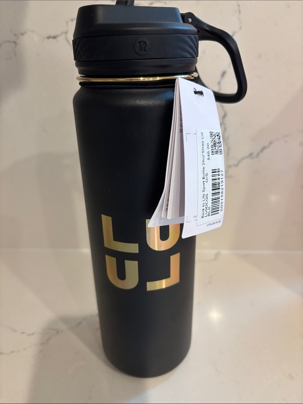 lululemon Back to Life Black Sport Water Bottle 24oz with Straw Lid NWT